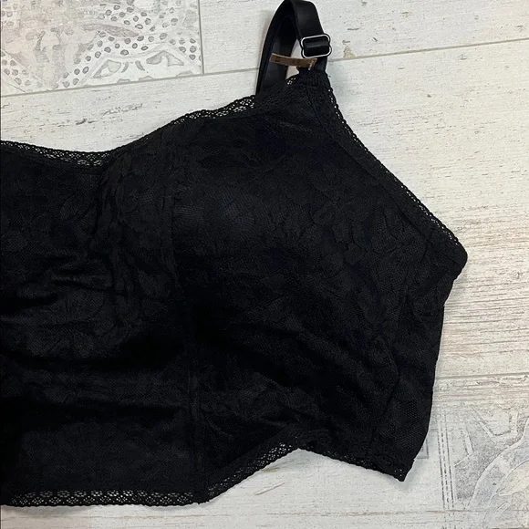 Pink Victorias Secret Black Lace Wireless Lightly Lined Bra Top XL - Picture 5 of 11